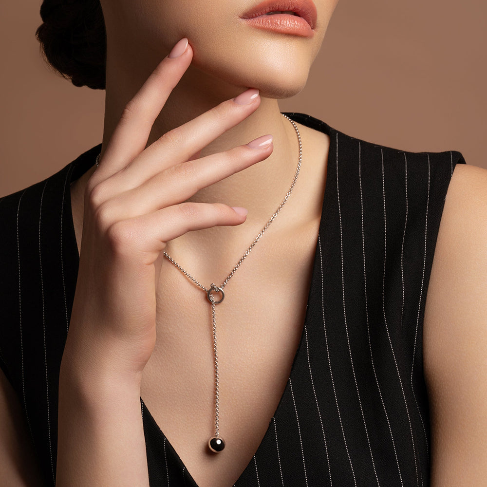 Galway Crystal Balance Sterling Silver Loop Through Necklace