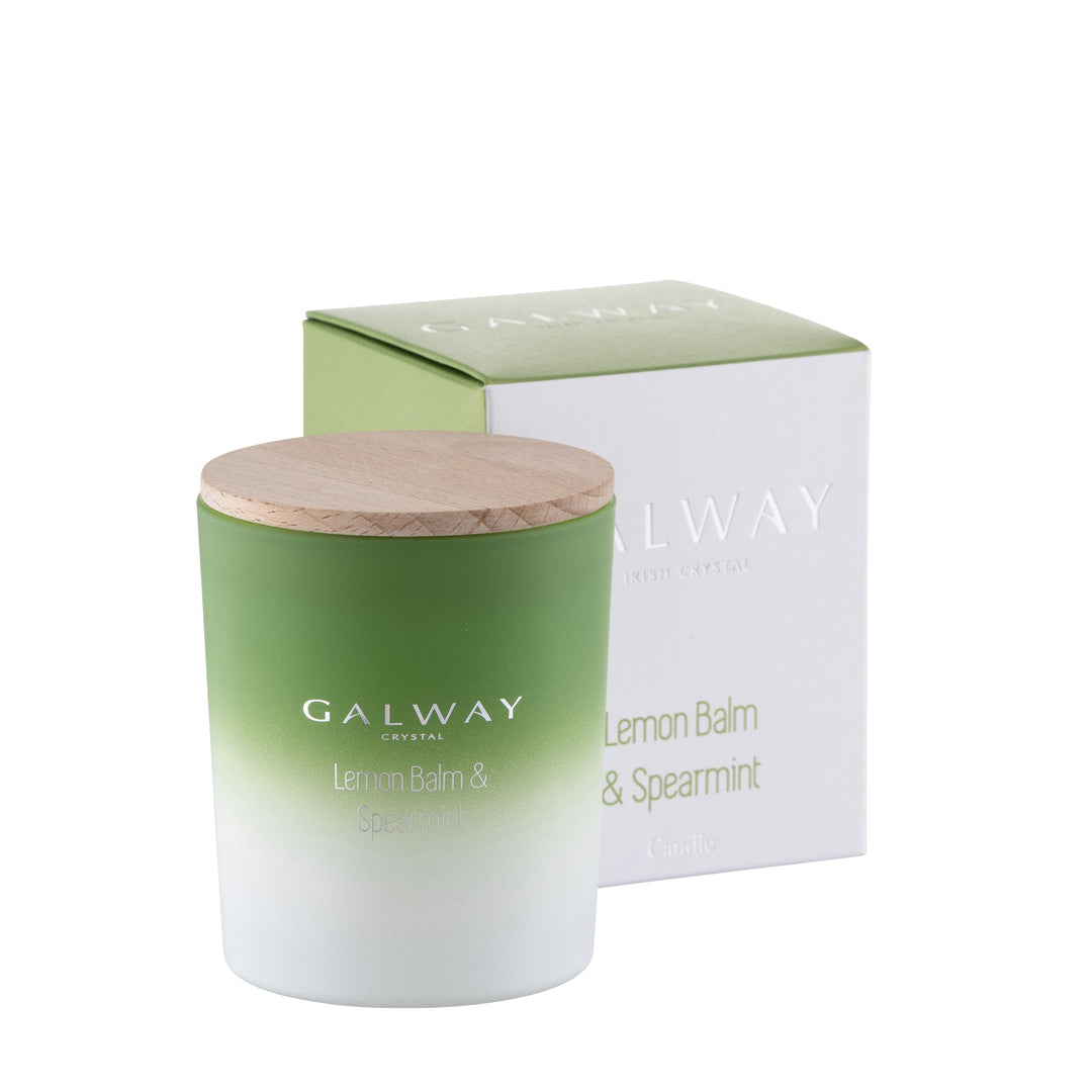 Galway Crystal Lemon Balm & Spearmint Wooden Lid Jar Candle Small