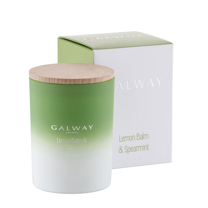 Galway Crystal Lemon Balm & Spearmint Wooden Lid Jar Candle Large