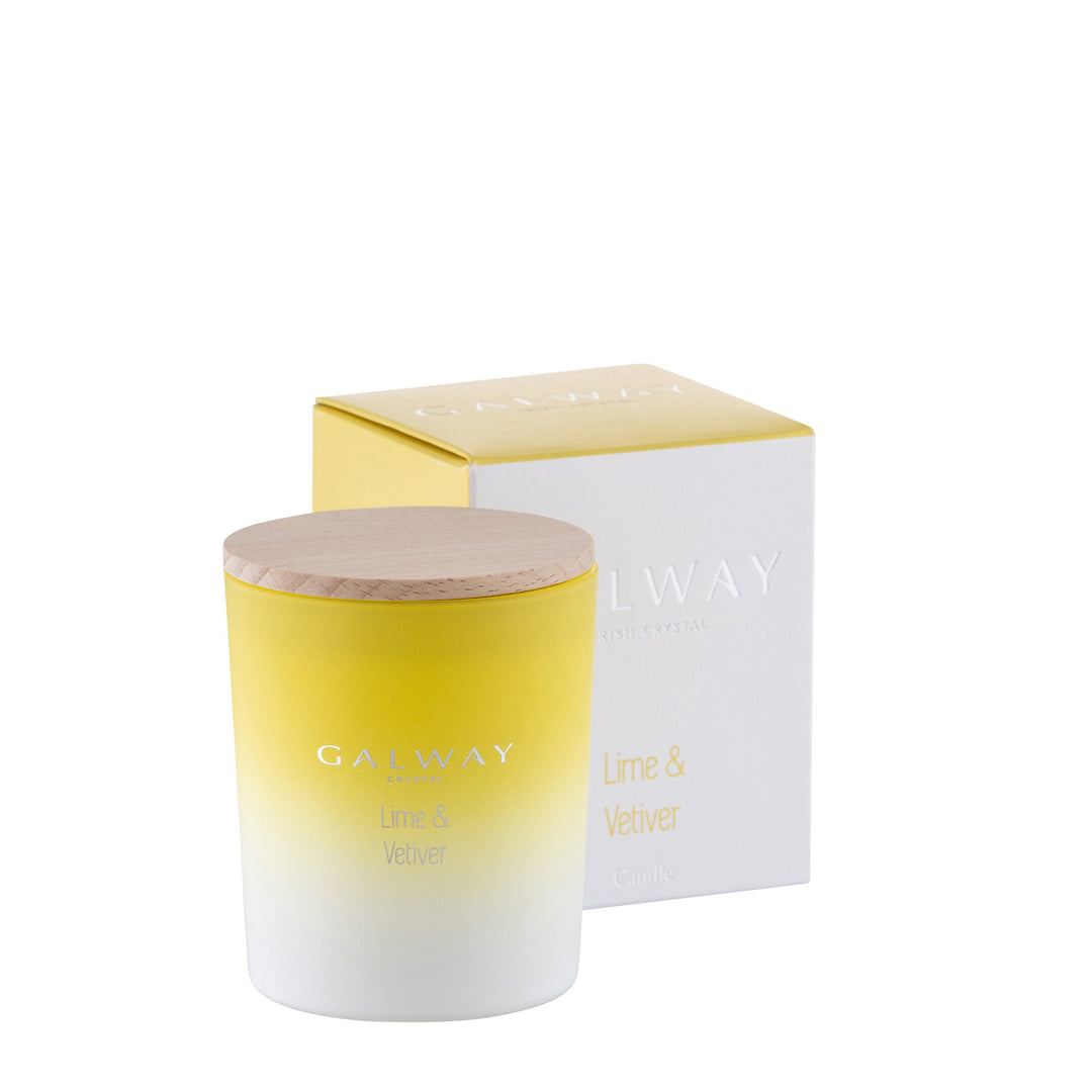 Galway Crystal Lime & Vetiver Wooden Lid Jar Candle Small