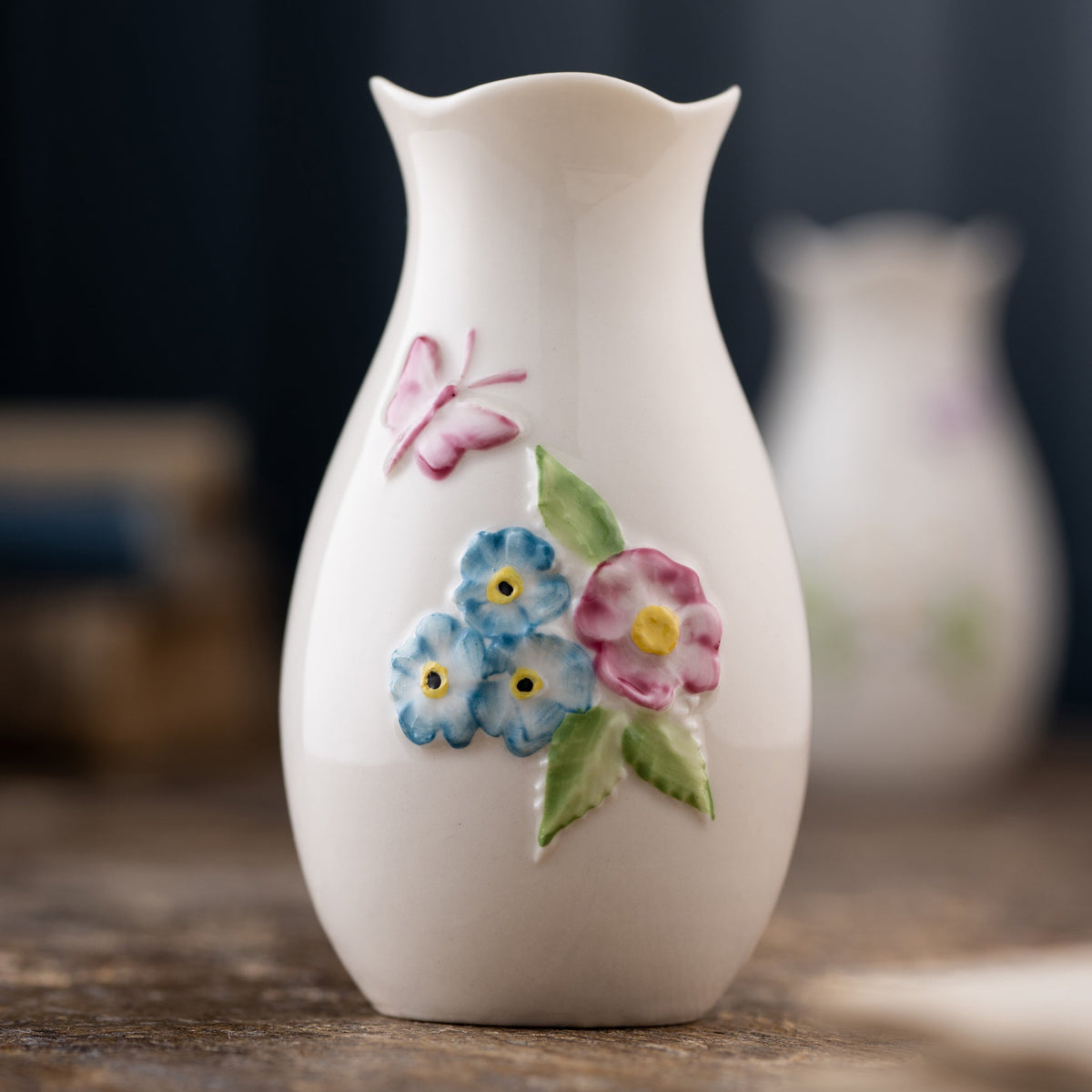 Belleek Classic Forget Me Not Mini Vase