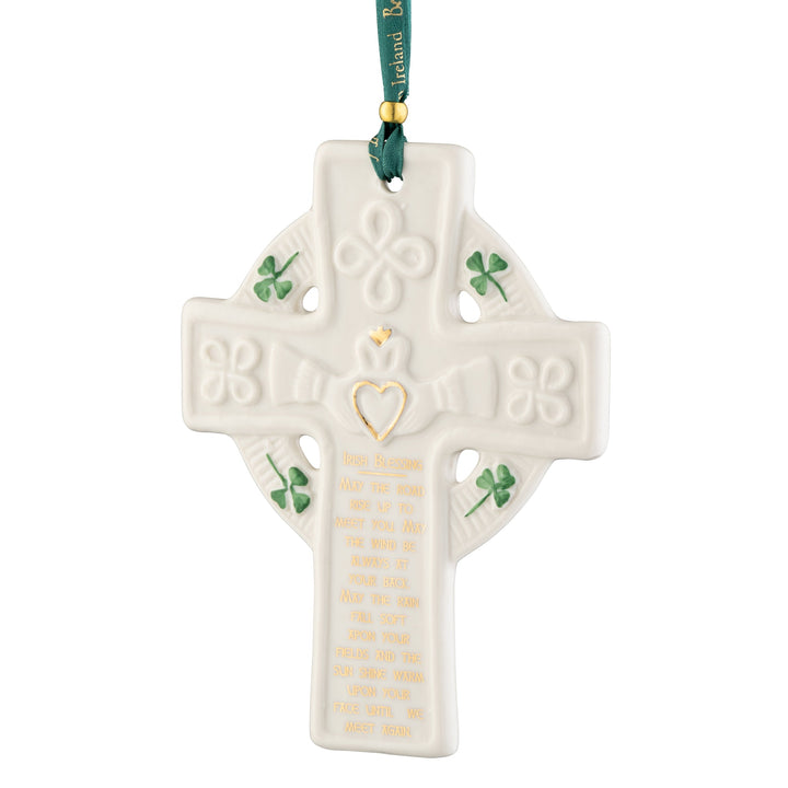 Belleek Classic Claddagh Blessing Cross Ornament