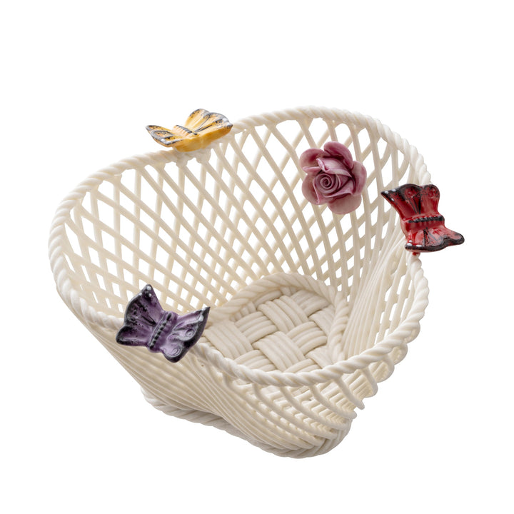 Belleek Classic Butterfly Basket  - Bright