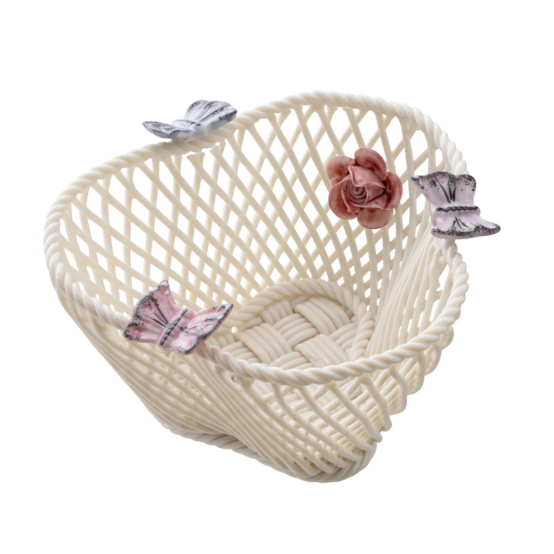 Belleek Classic Butterfly Basket  - Pastel