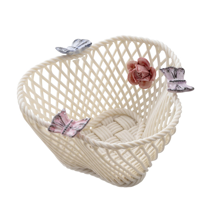 Belleek Classic Butterfly Basket  - Pastel