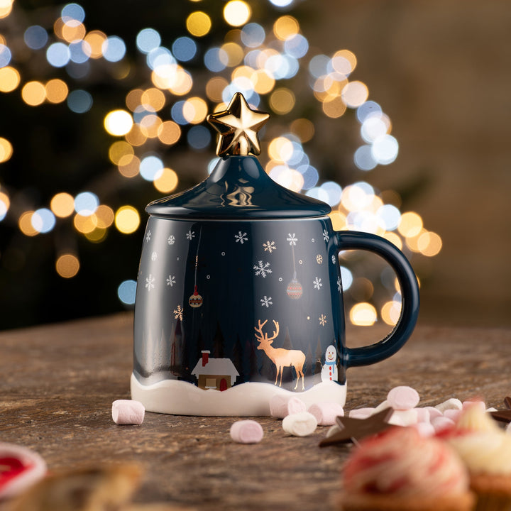 Belleek Living Winter Scene Lidded Mug