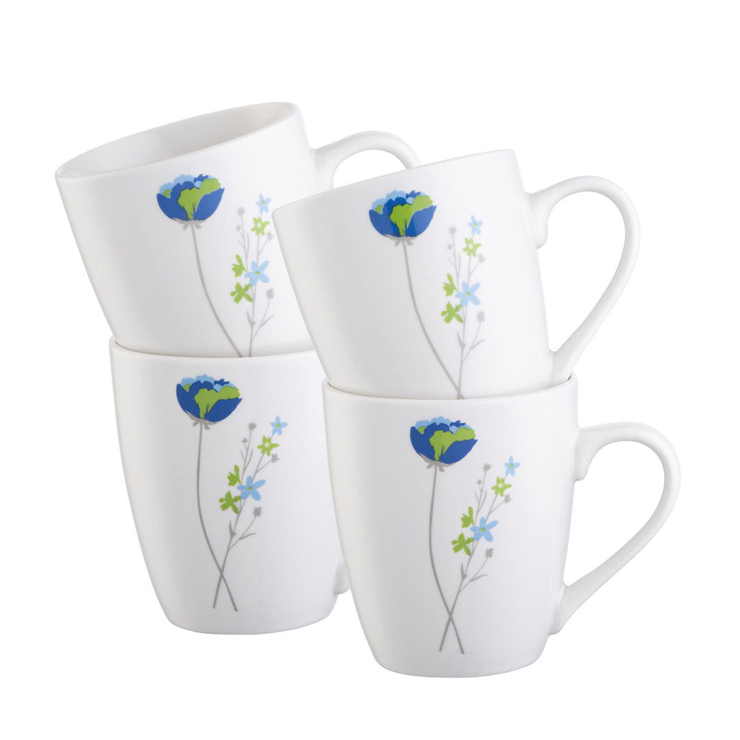 Belleek Living Indigo Bloom Set of 4 Mugs