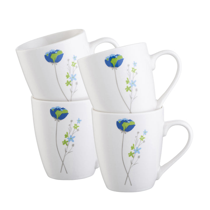 Belleek Living Indigo Bloom Set of 4 Mugs