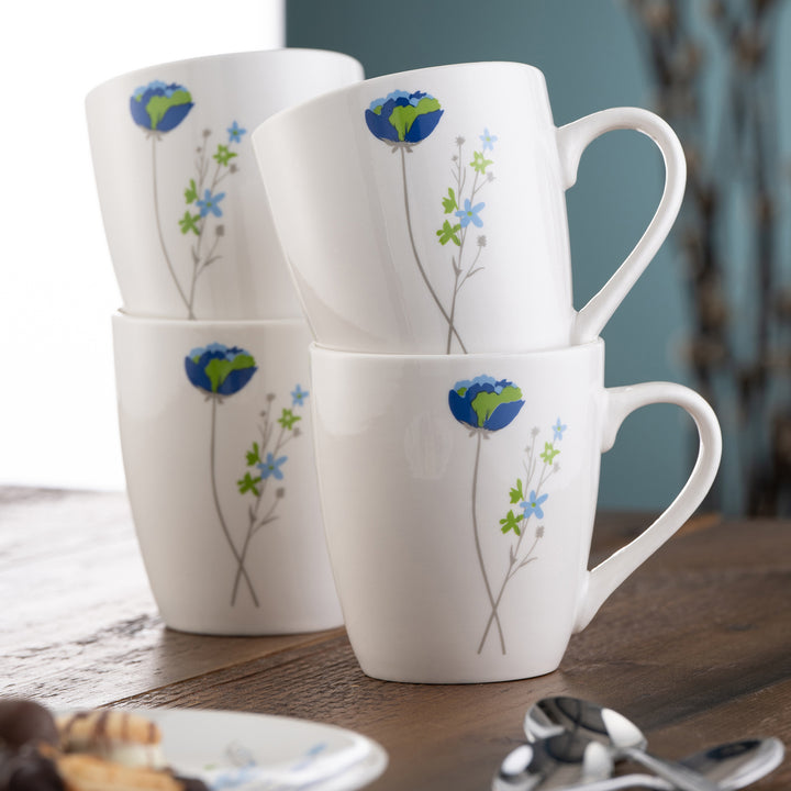Belleek Living Indigo Bloom Set of 4 Mugs