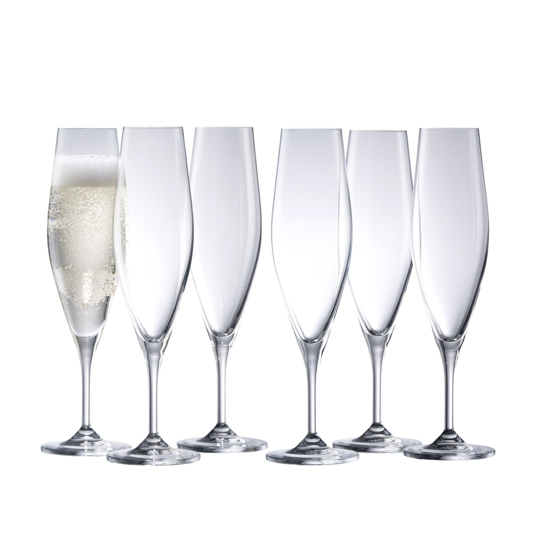 Galway Crystal Cheers Champagne/Prosecco Flutes Party Pack Set of 6