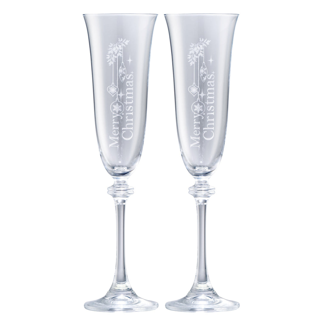 Galway Crystal Merry Christmas Liberty Flute Pair