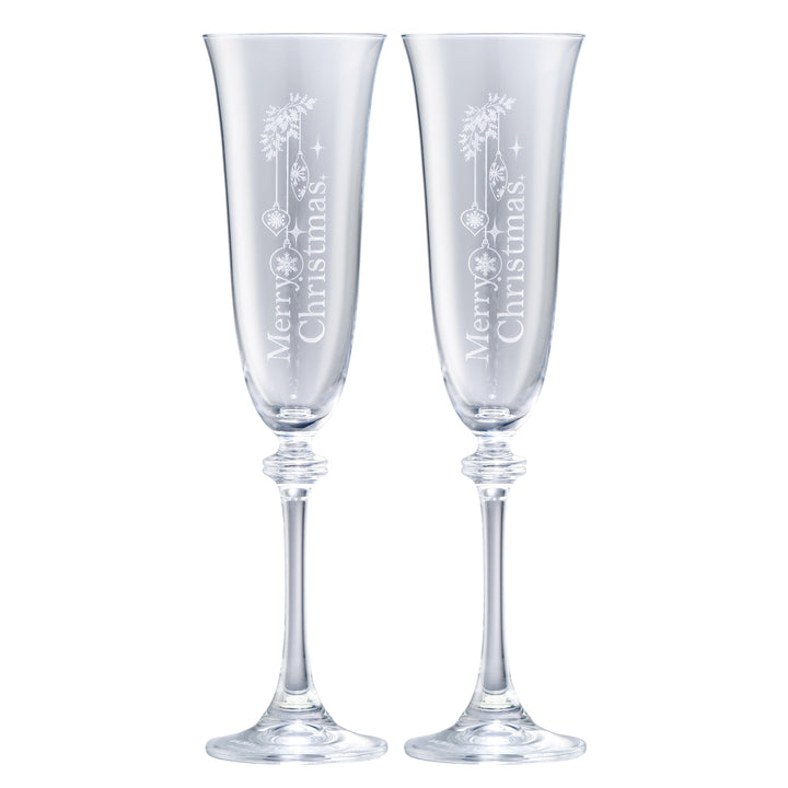 Galway Crystal Merry Christmas Liberty Flute Pair