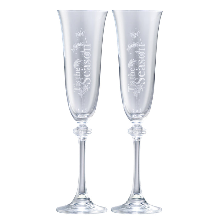 Galway Crystal Tis the Season Liberty Flute Pair