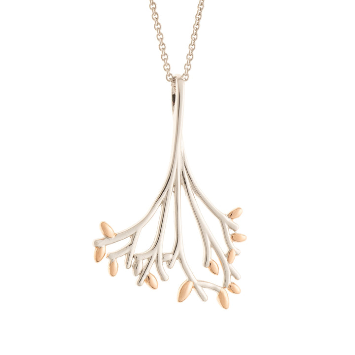 Galway Crystal Wildwood Sterling Silver & Rose Gold Pendant