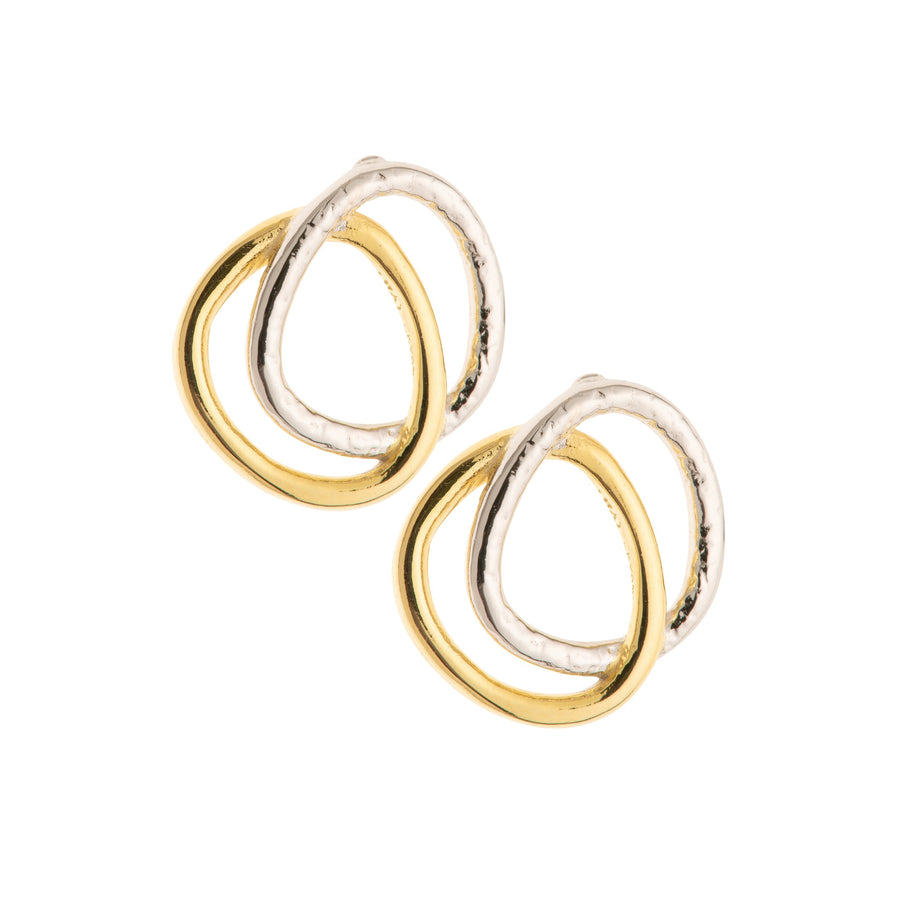 Galway Crystal Entwined Sterling Silver & Gold Stud Earrings