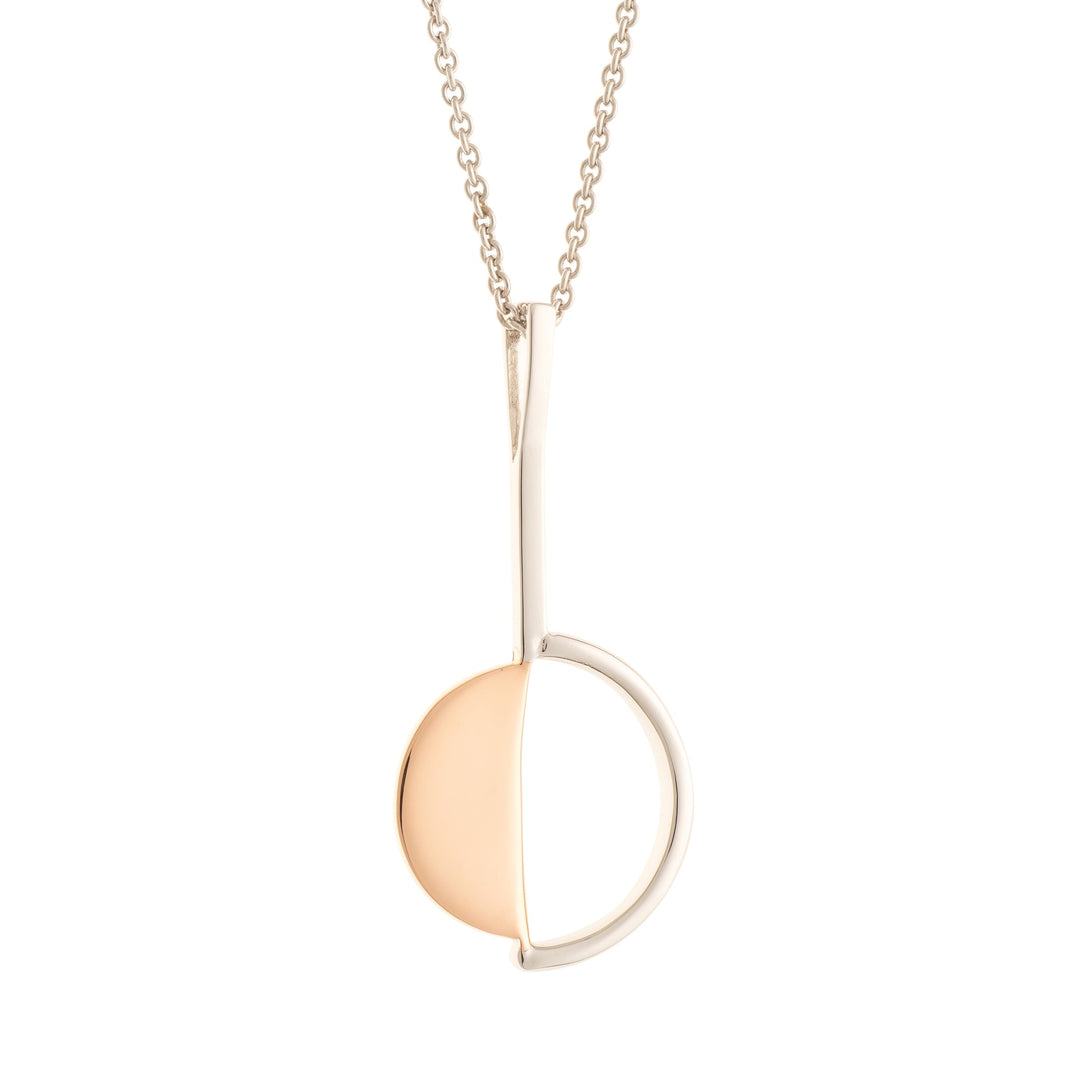 Galway Crystal Arc Sterling Silver & Rose Gold Pendent