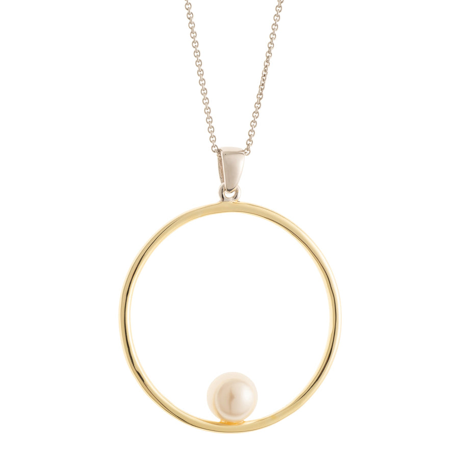 Galway Crystal Pearl Hoop Sterling Silver & Gold Pendant