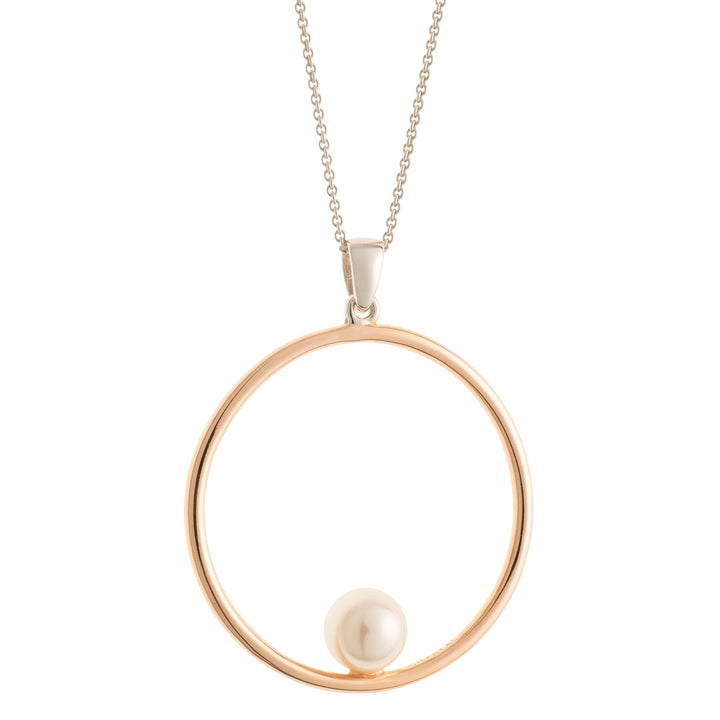 Galway Crystal Pearl Hoop Sterling Silver & Rose Gold Pendant