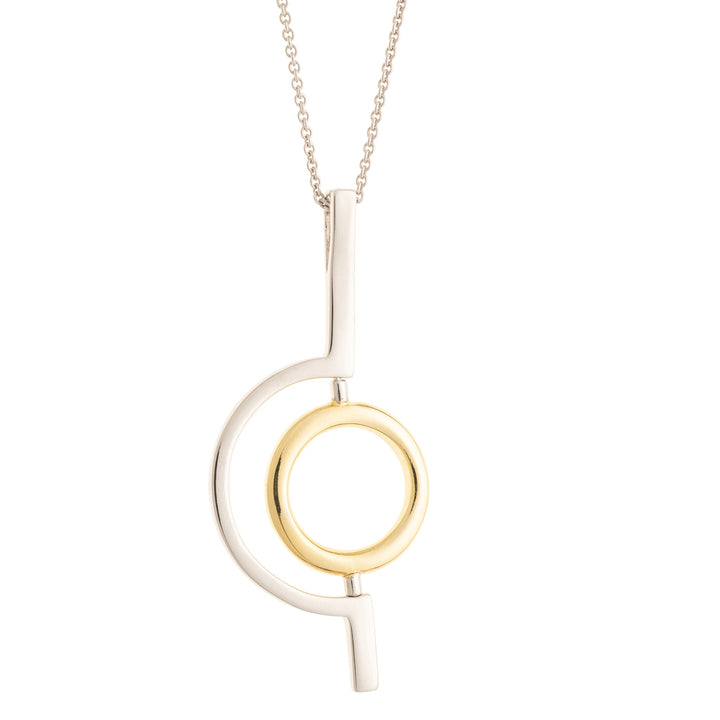 Galway Crystal Orbit Sterling Silver & Gold Pendant