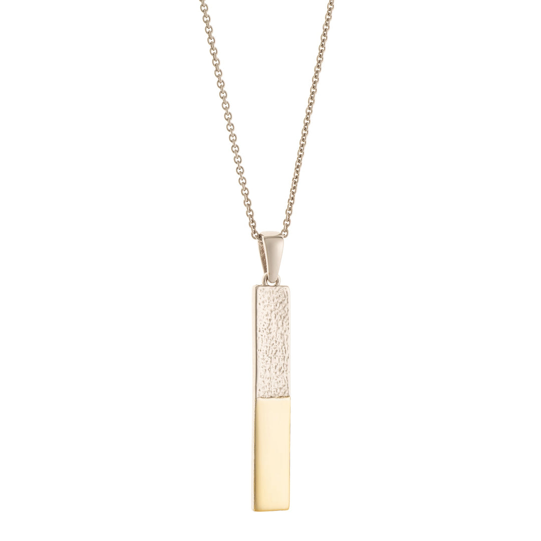 Galway Crystal Dual Tone Bar Sterling Silver & Gold Pendant