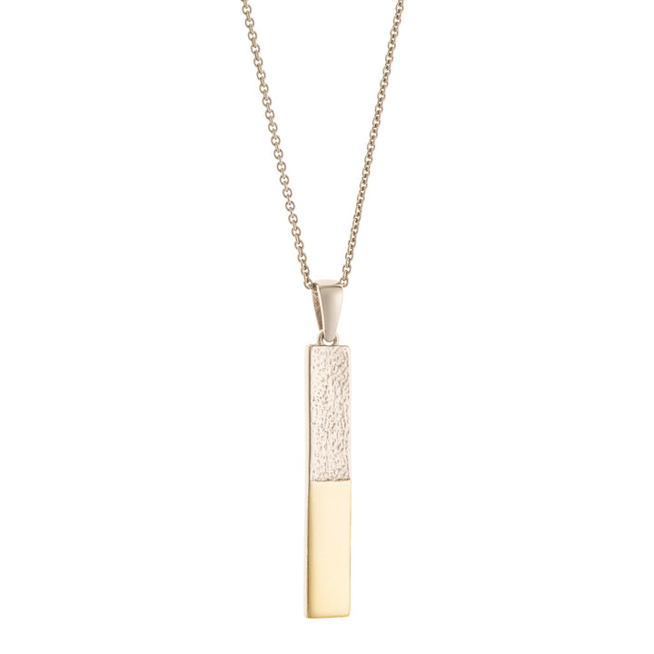 Galway Crystal Dual Tone Bar Sterling Silver & Gold Pendant