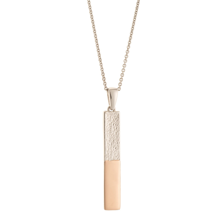 Galway Crystal Dual Tone Bar Sterling Silver & Rose Gold Pendant