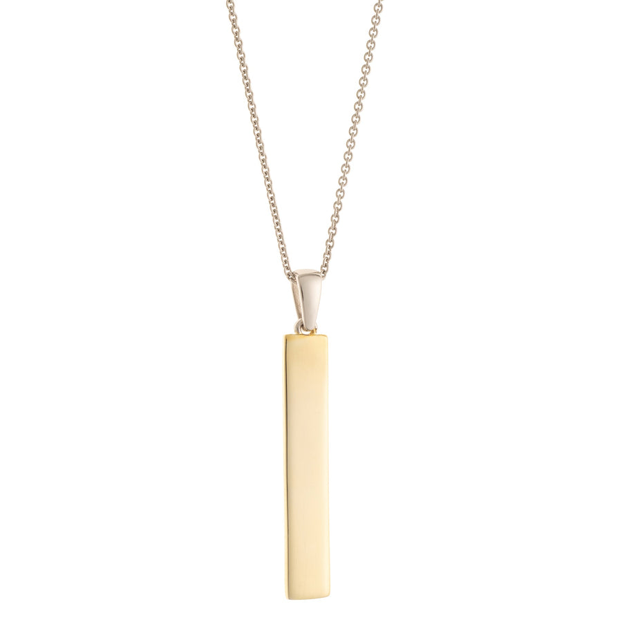 Galway Crystal Plain Bar Sterling Silver & Gold Pendant