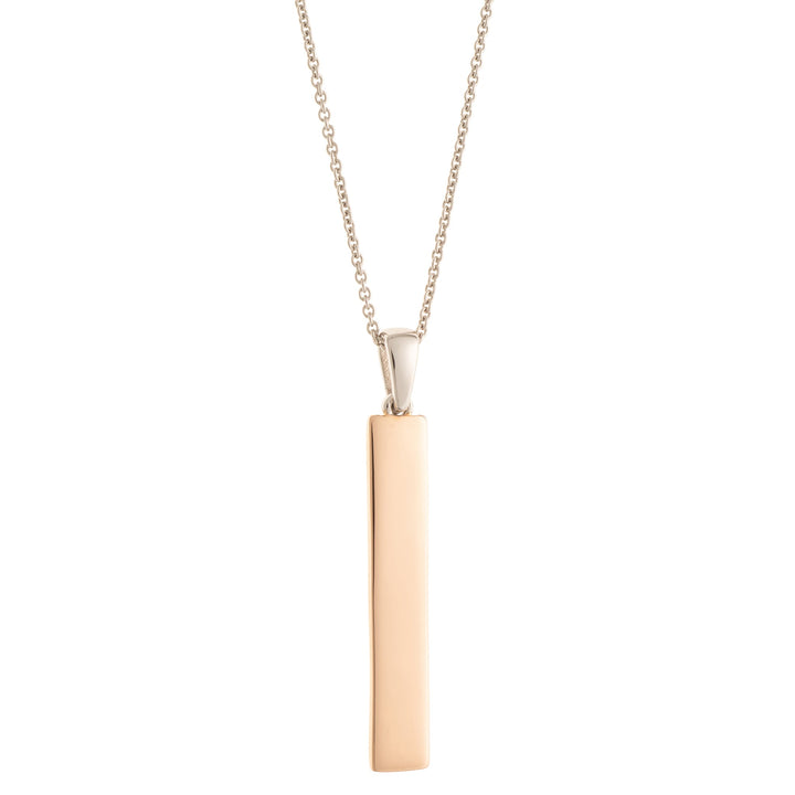 Galway Crystal Plain Bar Sterling Silver & Rose Gold Pendant