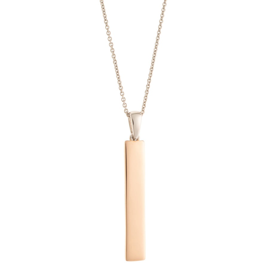 Galway Crystal Plain Bar Sterling Silver & Rose Gold Pendant