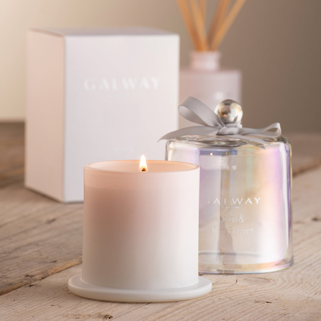 Galway Crystal Cotton & Cherry Blossom Bell Jar Candle