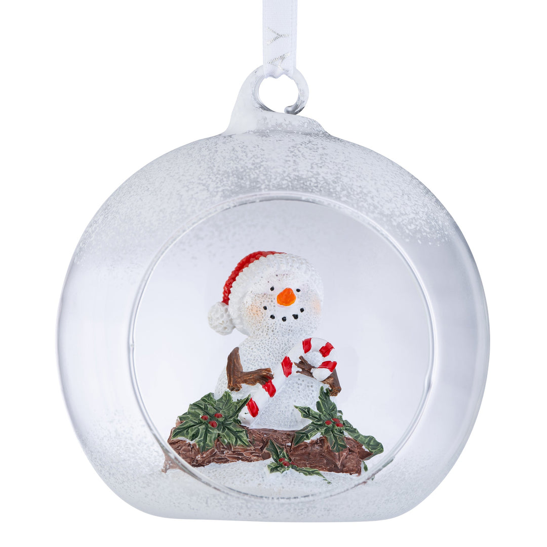 Galway Crystal Candy Cane Snowman Hanging Bauble
