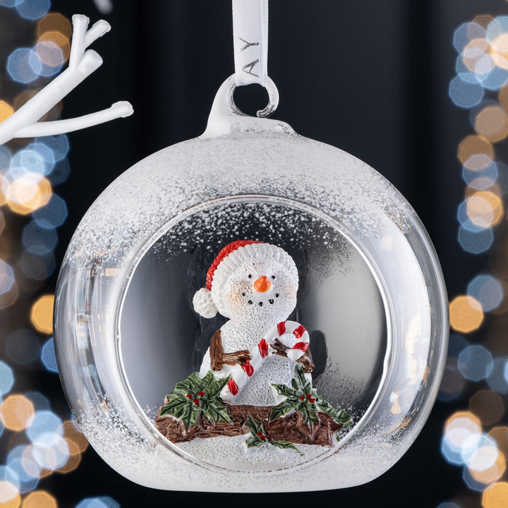 Galway Crystal Candy Cane Snowman Hanging Bauble