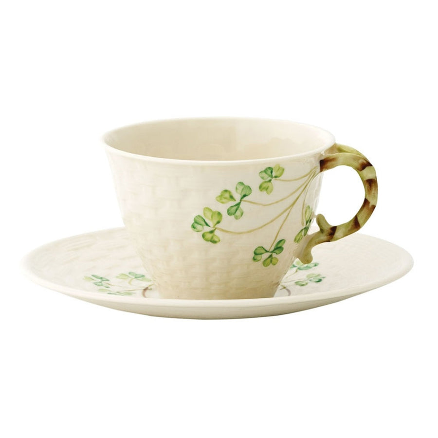 Belleek-Classic-Shamrock-Tea-Cup-and-Saucer