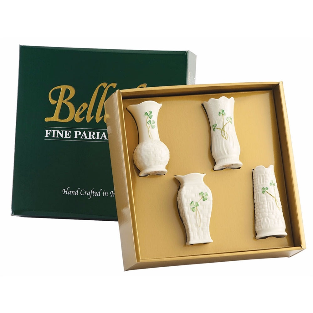 Belleek Classic Mini Shamrock Vase Set of 4 – Belleek Pottery