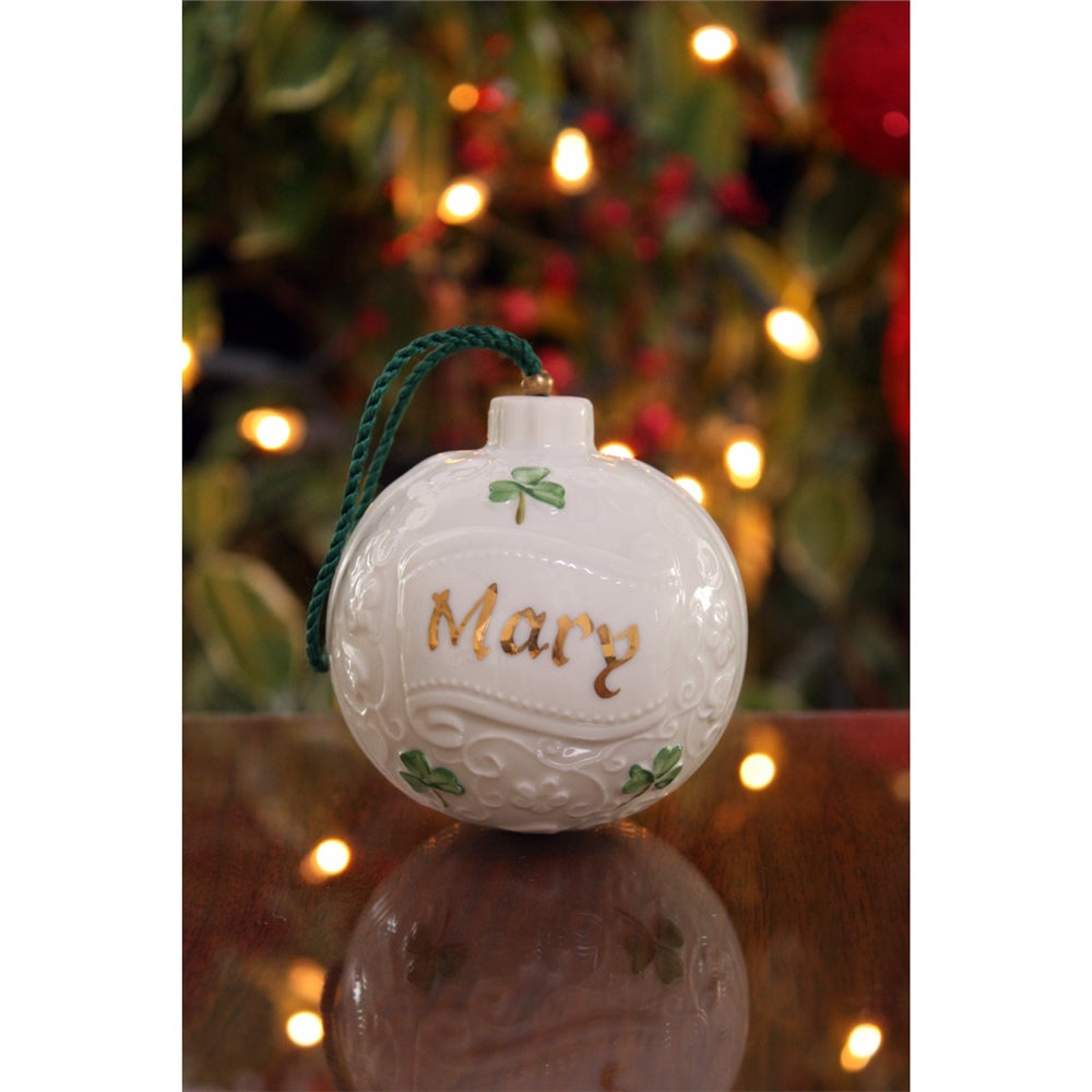 Belleek Classic Personalised Christmas Bauble