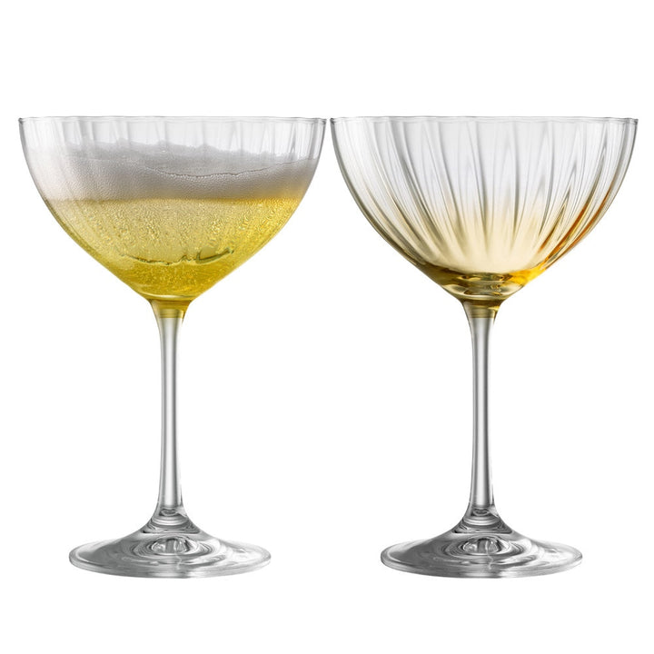 Galway Crystal Erne Cocktail/Champagne Saucer Set of 2 in Amber