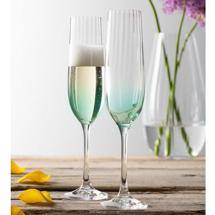 Galway Crystal Erne Flute Set of 2 in Aqua