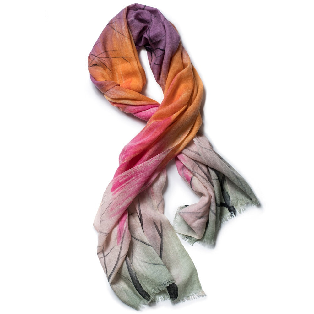 Galway-Crystal-Fashion-Dusk,-Pink-&-Orange-Merino-Scarf