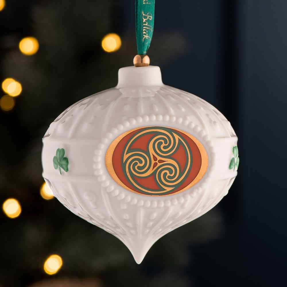 Belleek Classic Triskelion Celtic Bauble