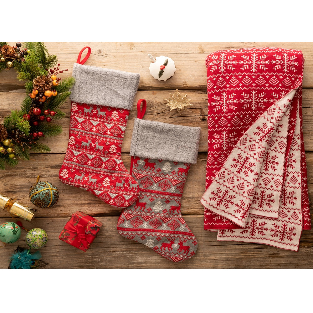 Belleek Living Grey Fairisle Stocking