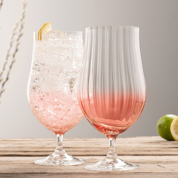 Galway Crystal Erne Craft Beer/Cocktail Set of 2 Blush