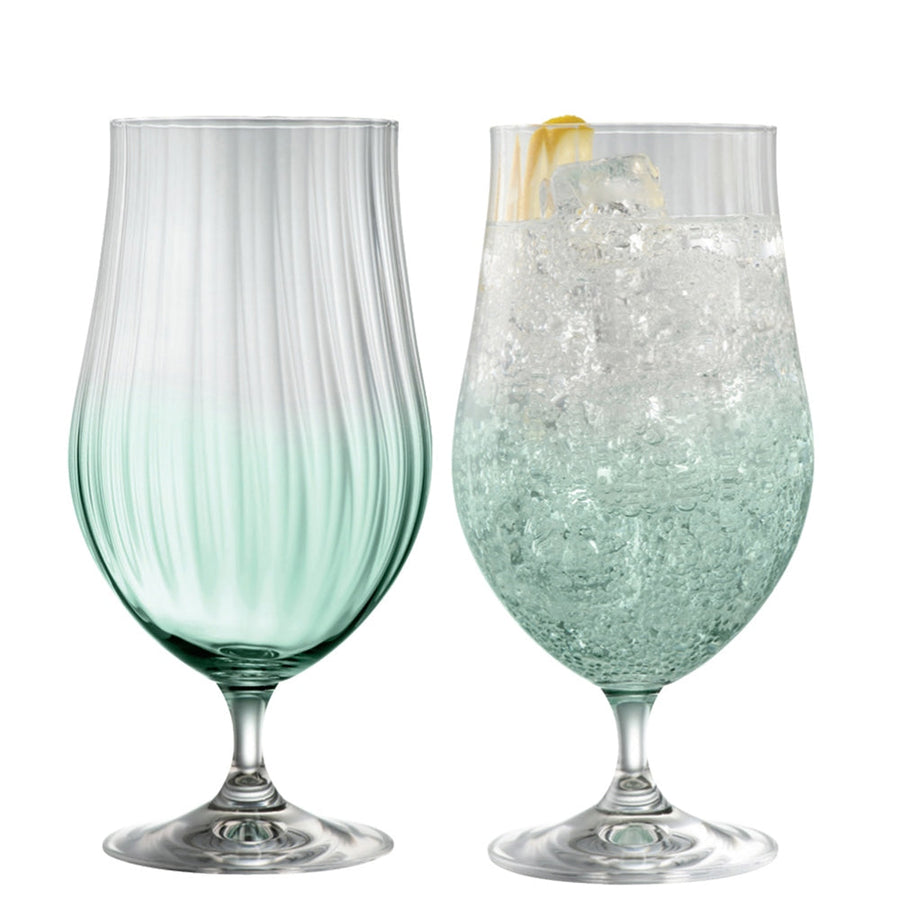 Galway Crystal Erne Craft Beer/Cocktail Set of 2 Aqua