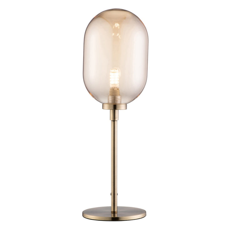 Galway Crystal Amber Glass & Brass Stem Lamp