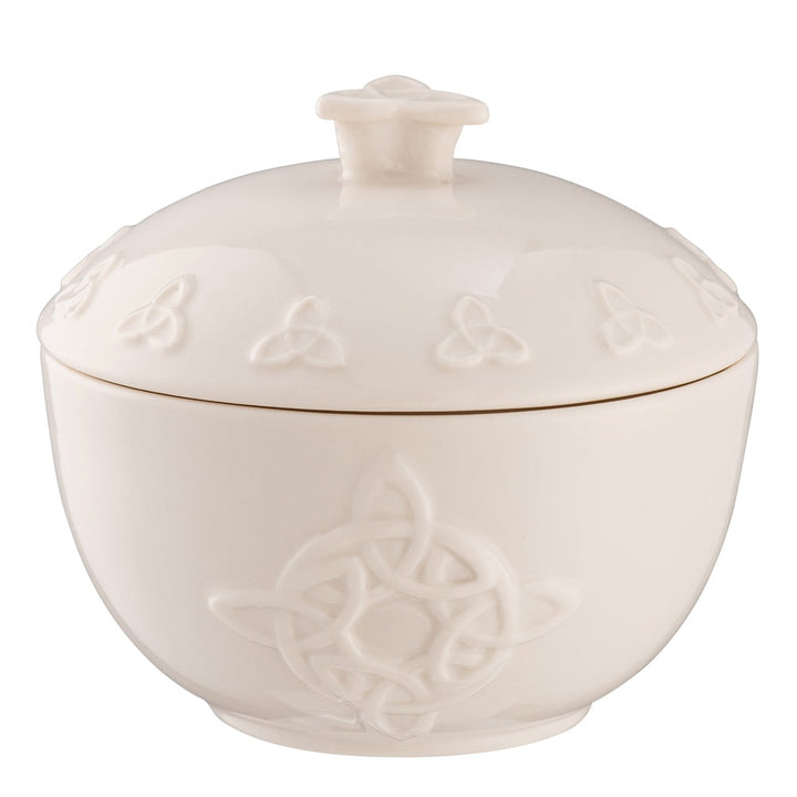 Belleek-Classic-Trinity-Knot-Covered-Sugar