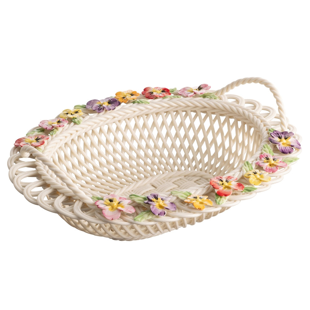 Belleek Classic Pansy Oval Basket