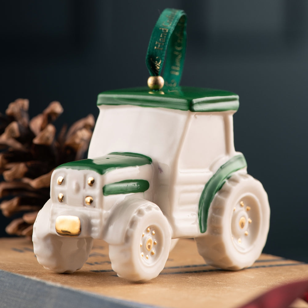 Belleek Classic Tractor Ornament - Green