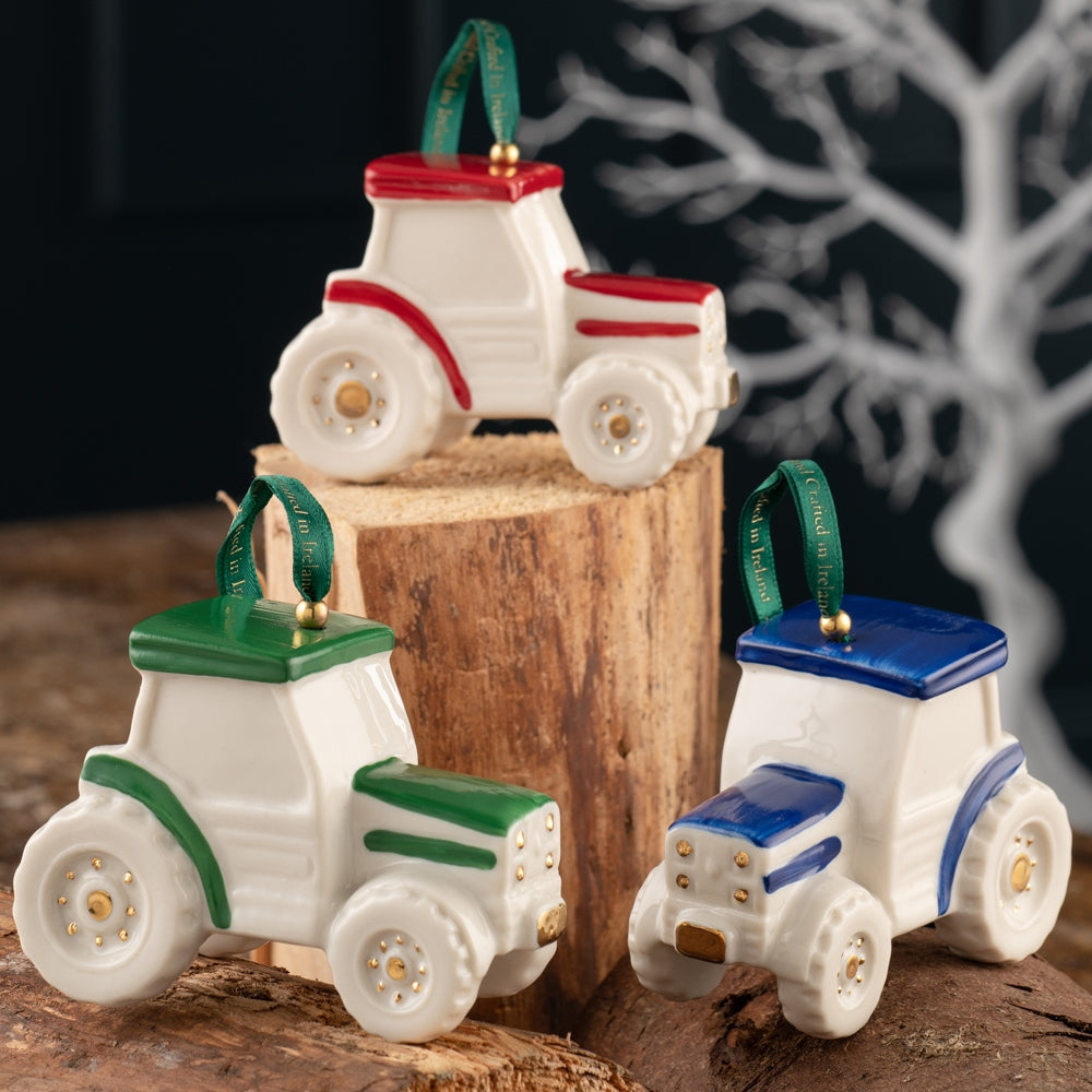 Belleek Classic Tractor Ornament - Green