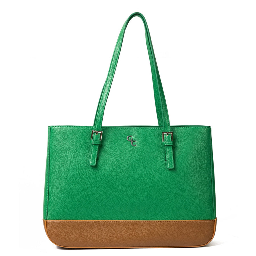 Galway Crystal Fashion Two Tone Large Tote Bag - Green/Tan