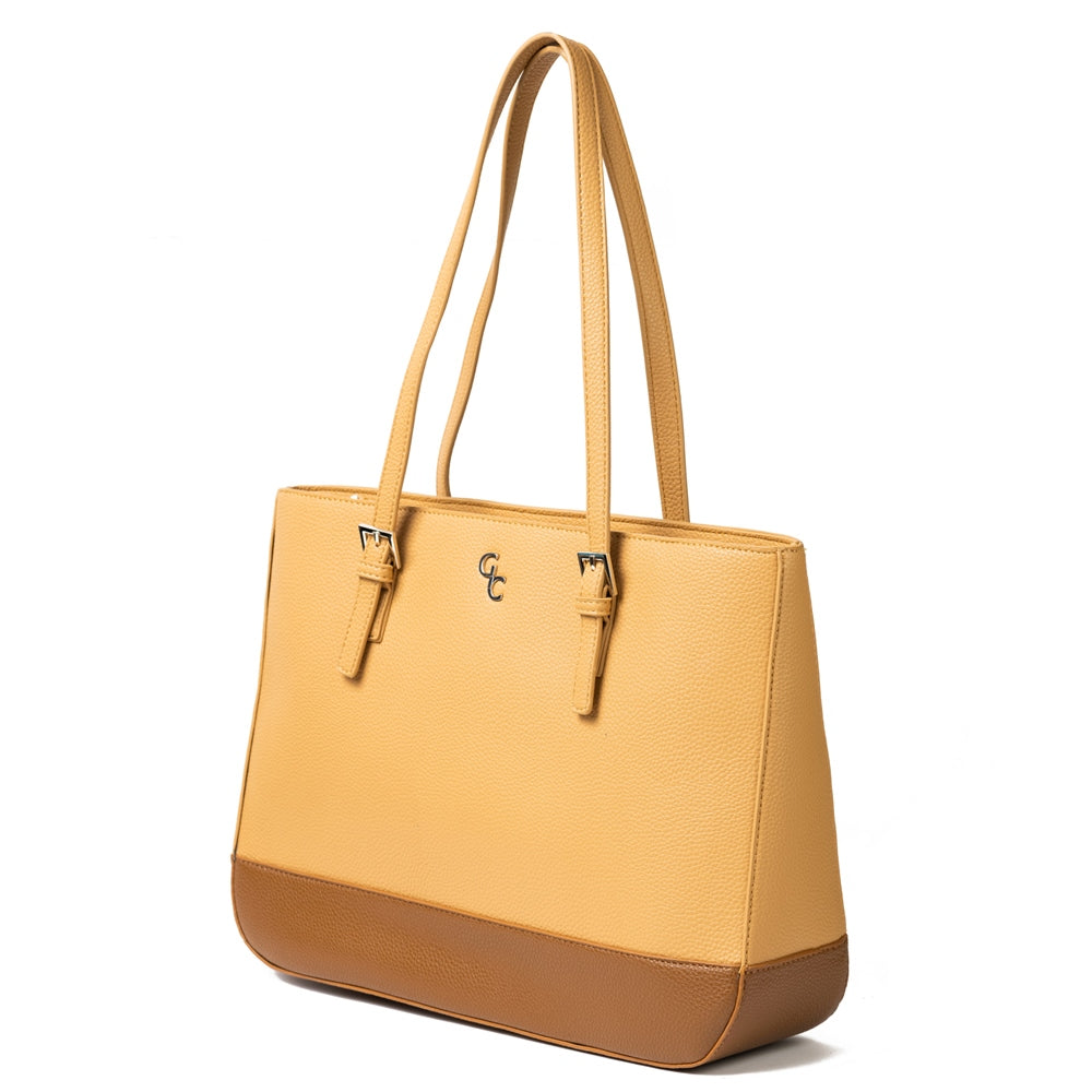 Galway Crystal Fashion Two Tone Tote Bag - Tan/Brown