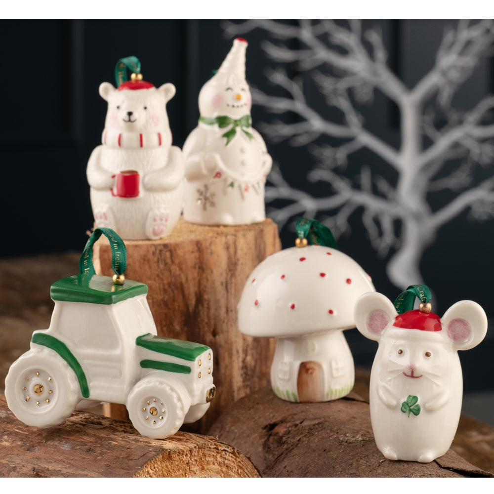 Belleek Classic Tractor Ornament - Red